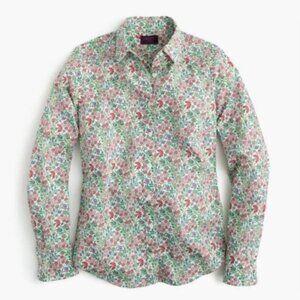 J.Crew x Liberty 6 Shirt Floral Isborella Print White Pink Red Pink Green